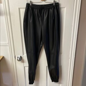 Streetwear Society black faux leather joggers women’s size XL